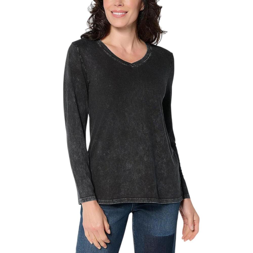 LOGO Principles by Lori Goldstein Women's Knit Top Black - Regular